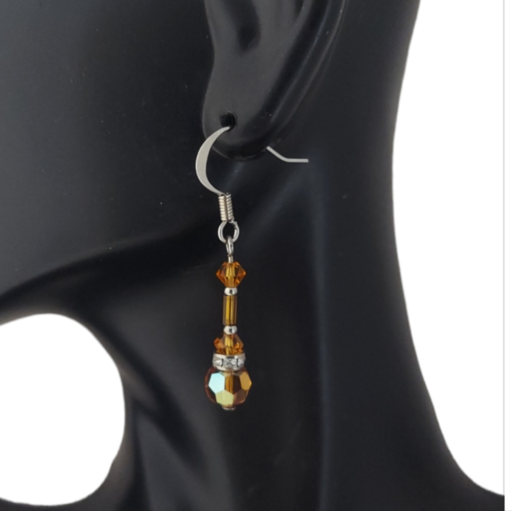 E890 Orange Swarovski Crystal Minimalist Drop Earrings 6$